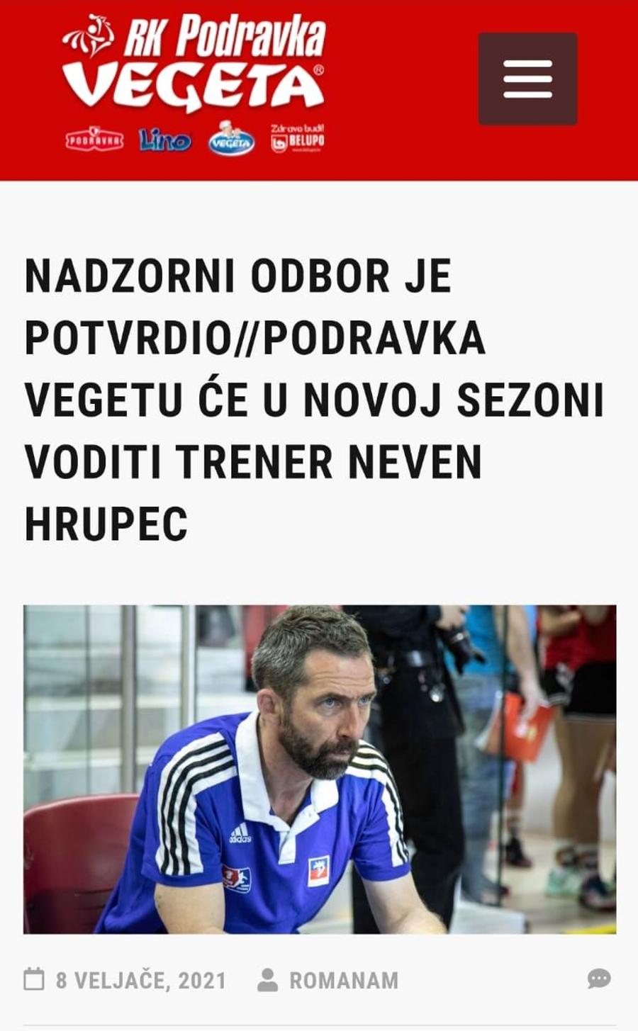 Site-ul clubului Podravka a anunțat deja știrea EXCLUSIV Neven Hrupec pleacă de la Brăila. Cine va veni în locul croatului?