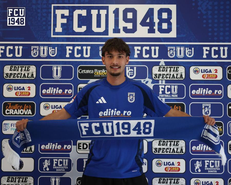 Miguel Estefano Constantinescu, prezentat la FCU Craiova, foto: Facebook FCU Craiova tocmai a făcut a doua achiziție a iernii: „Bine ai venit!”