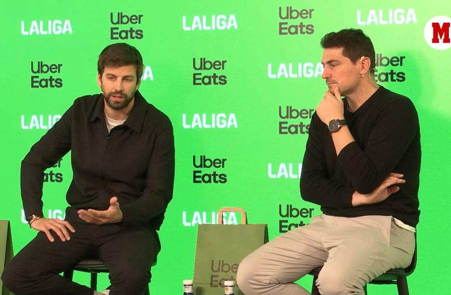 Gerard Pique și Iker Casillas. Foto: Captură Marca „Câți jucători din lotul actual ar juca în echipa Barcelonei din perioada ta?” » Gerard Pique a dat răspunsul pe loc