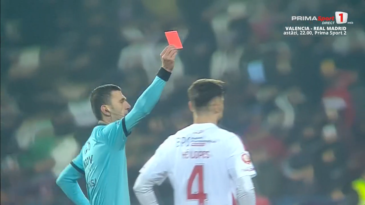 N-a scăpat! Gestul pentru care a văzut direct cartonașul roșu în Oțelul - FCSB