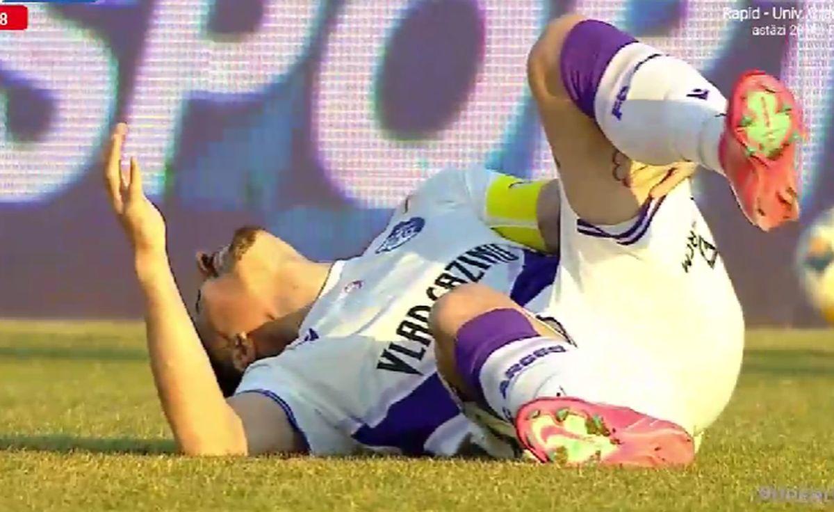 Accidentare Marius Briceag în FC Argeș - Unirea Slobozia