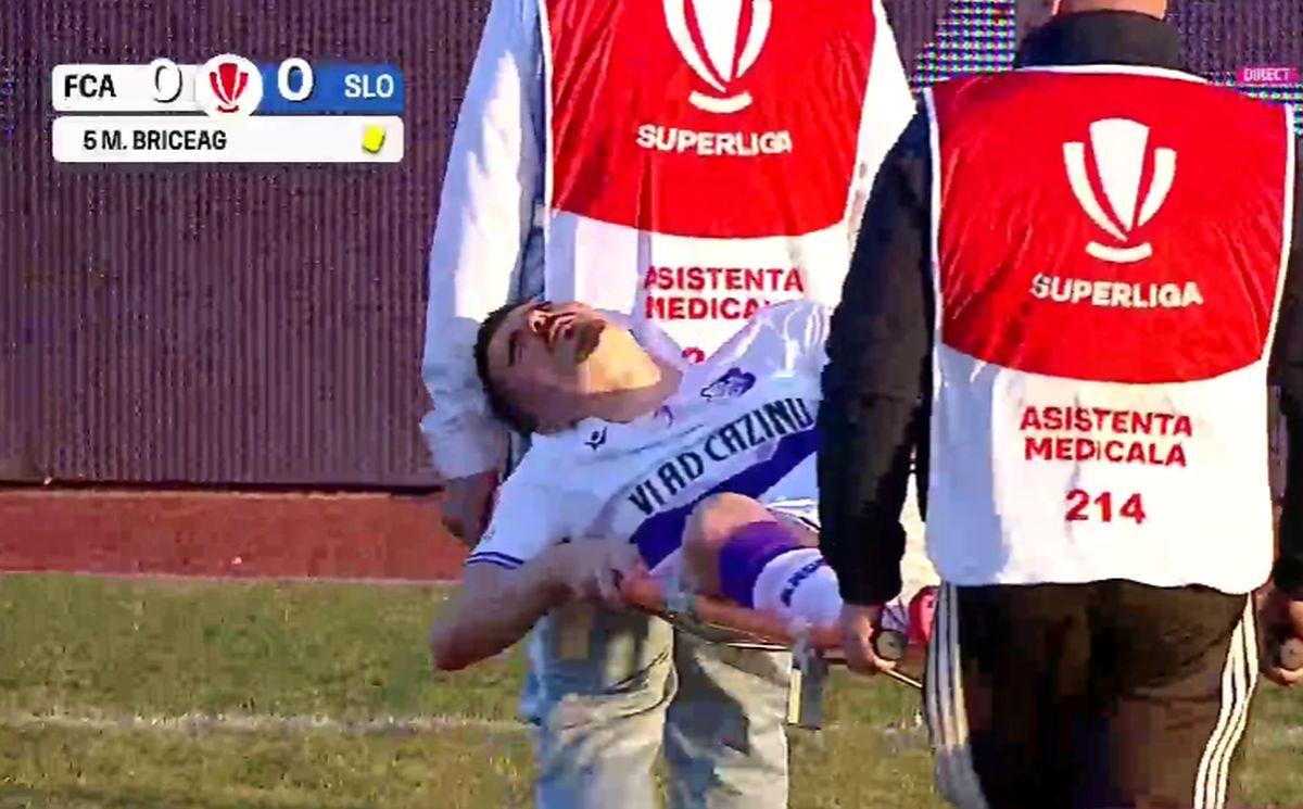 Accidentare Marius Briceag în FC Argeș - Unirea Slobozia
