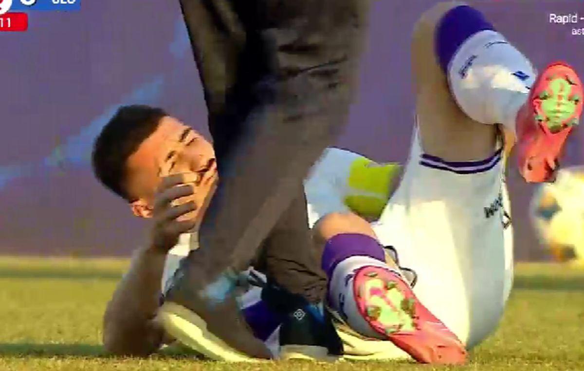Accidentare Marius Briceag în FC Argeș - Unirea Slobozia