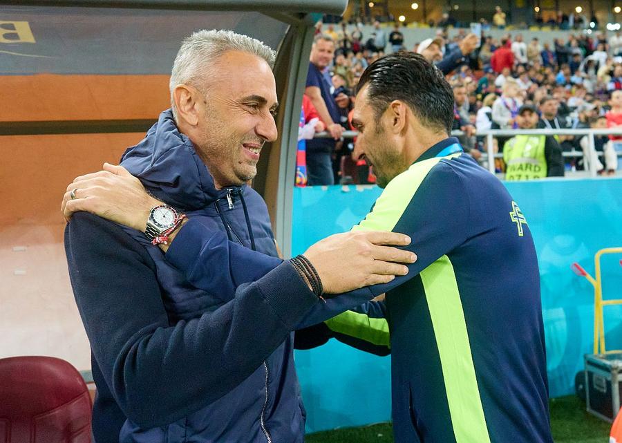 Ivaylo Petev și Charalambous, înainte de FCSB - Universitatea Craiova, foto: Raed Krishan / GSP Petev a văzut alt meci!