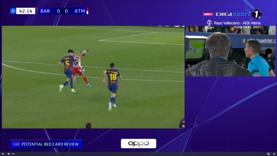 Istvan Kovacs, salvat de VAR în Barcelona - Atletico Madrid, FOTO: captură Digi Sport IstVAR Kovacs nu iese din grupe!