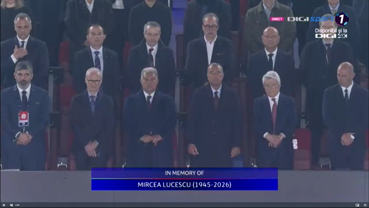 Minut de reculegere în memoria lui Mircea Lucescu la Barcelona - Atletico Madrid și PSG - Liverpool