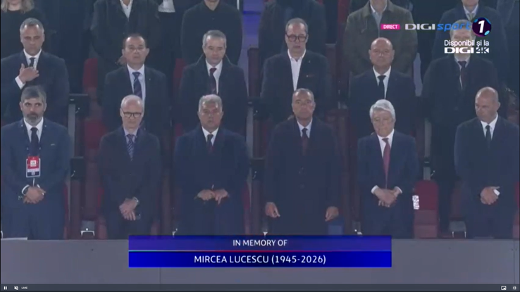 Minut de reculegere în memoria lui Mircea Lucescu la Barcelona - Atletico Madrid FOTO: captură @Digi Sport