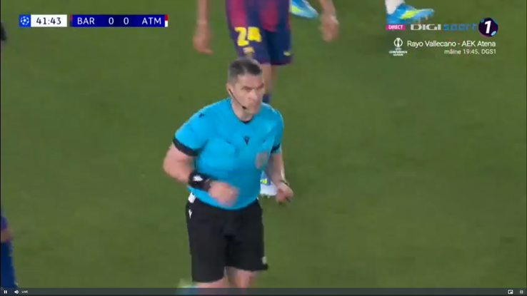 Istvan Kovacs, salvat de VAR în Barcelona - Atletico Madrid, FOTO: captură Digi Sport