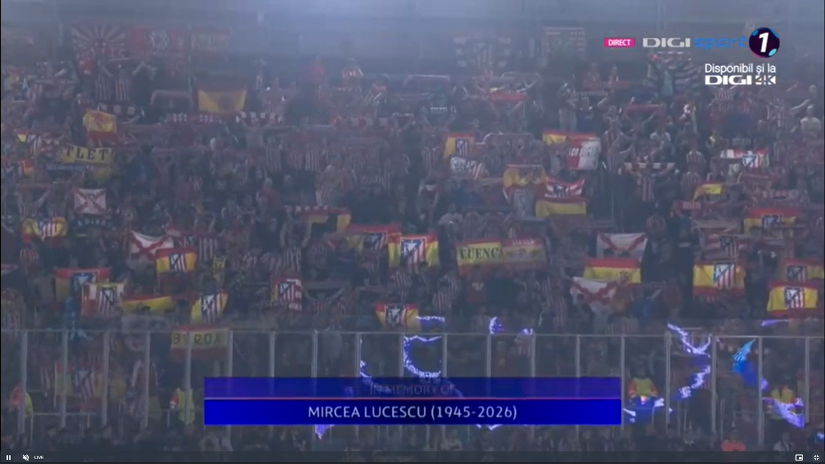 Minut de reculegere în memoria lui Mircea Lucescu la Barcelona - Atletico Madrid și PSG - Liverpool