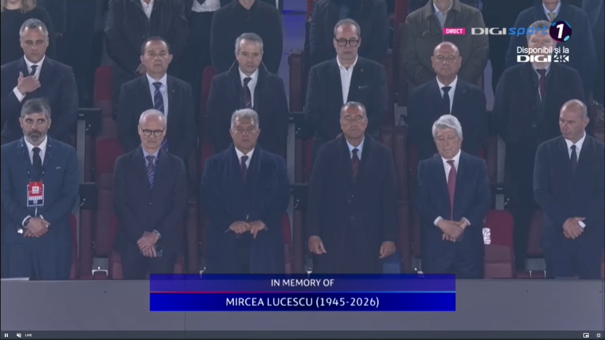 Minut de reculegere în memoria lui Mircea Lucescu la Barcelona - Atletico Madrid și PSG - Liverpool