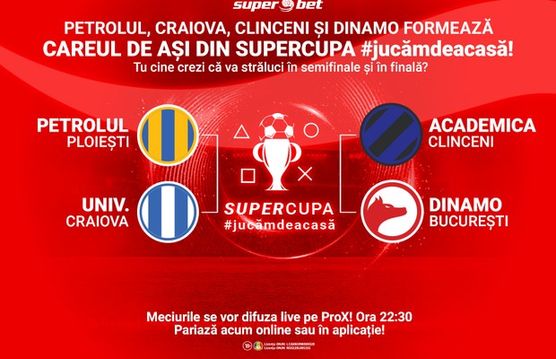 Jucătorii își pregătesc consolele pentru duelurile finale din SuperCupa #jucămdeacasă. Petrolul – Craiova și Clinceni – Dinamo decid ultimul act
