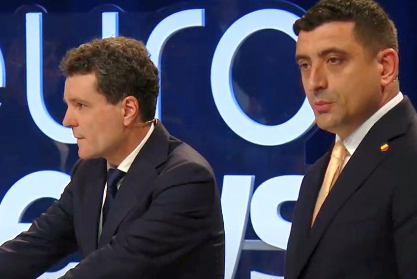 Nicușor Dan și George Simion, la dezbaterea de la Euronews