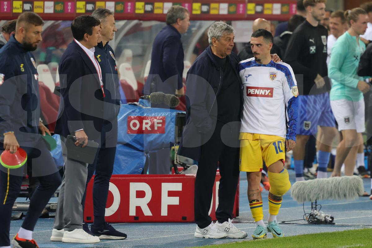 Mircea Lucescu, la meciul Austria - România 2-1