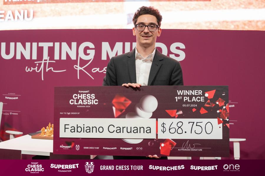 Fabiano Caruana a câștigat, pentru a doua oară, etapa de la București a turneului mondial Grand Chess Tour