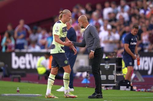 Erling Haaland și Pep Guardiola/ foto Imago Images