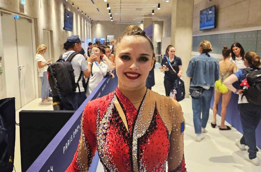 Annaliese Drăgan, după sesiunea de calificări / FOTO: Remus Dinu (GSP) Annaliese Drăgan, debut de neuitat la Jocurile Olimpice, la gimnastică ritmică » Notele primite în cele patru rotații: „N-am mai simțit așa ceva”
