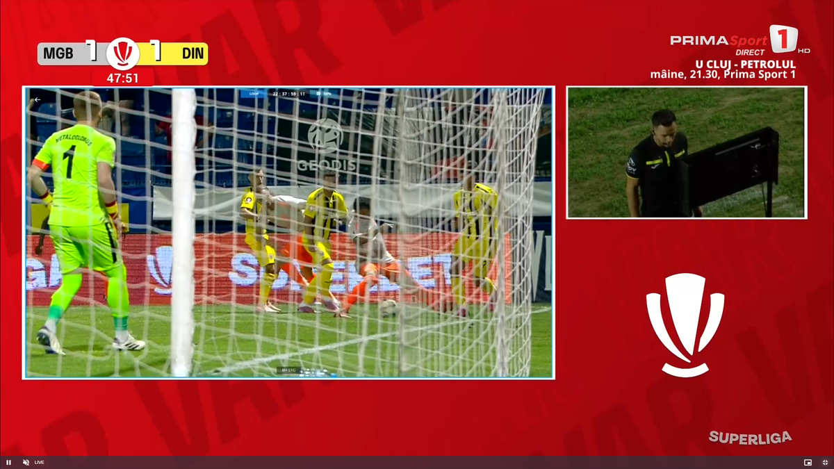 Dinamo, salvată după intervenția VAR! Golul de generic marcat de Metaloglobus a fost anulat