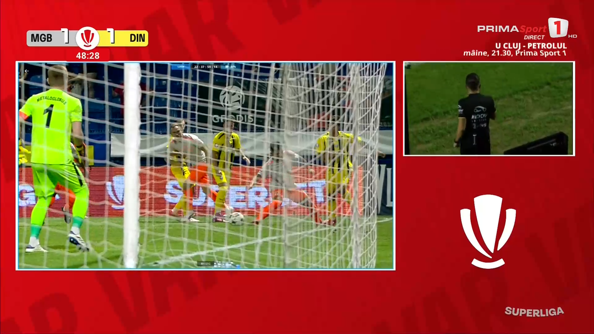 Gol anulat în Metaloglobus - Dinamo ca urmare a intervenției VAR