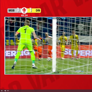 Gol anulat în Metaloglobus - Dinamo ca urmare a intervenției VAR. FOTO: captură Prima Sport