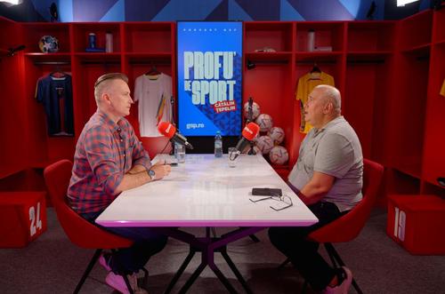 Emil Grădinescu alături de Cătălin Țepelin, redactorul-șef GSP, în cadrul podcastului Profu' de Sport