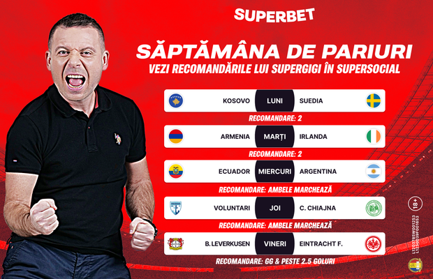 Săptămâna de pariuri începe cu SuperGigi și recomandările din SuperSocial