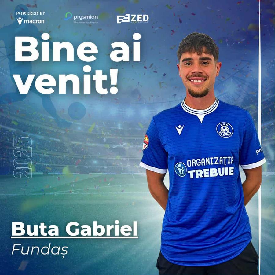Gabriel Buta/ foto: CSM Slatina Echipa aflată în criză în Liga 2 a prezentat doi jucători: aduși de la Farul și CFR Cluj