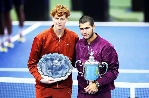 Jannik Sinner și Carlos Alcaraz după finala US Open // foto: Imago Images