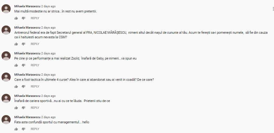 Comentariile Mihaelei Mărășescu VIDEO Război pe YouTube! Gabi Szabo, atacată FRONTAL de propria nașă: „Îi hăituiești nevasta la CSM!” + Dreptul la replică