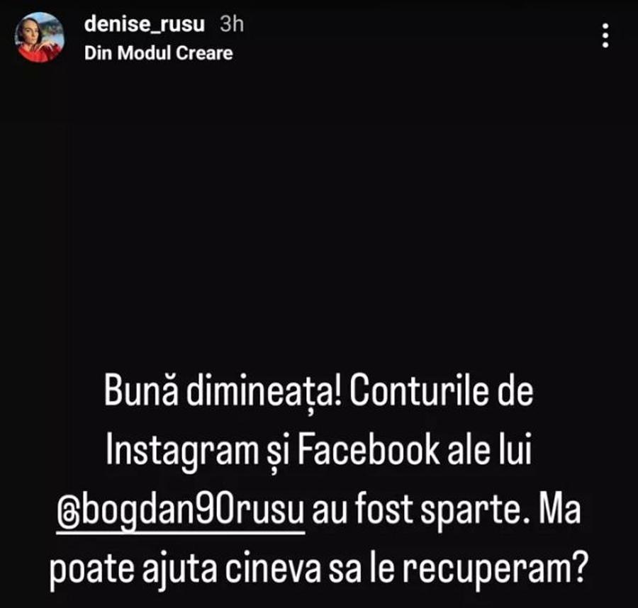 Mesaul inițial postat de Denise Rusu Un fotbalist de la FCSB, atacat de hackeri: „Șantaj pe sume mari de bani!” » Cât i-ar fi cerut pentru a nu publica detalii intime