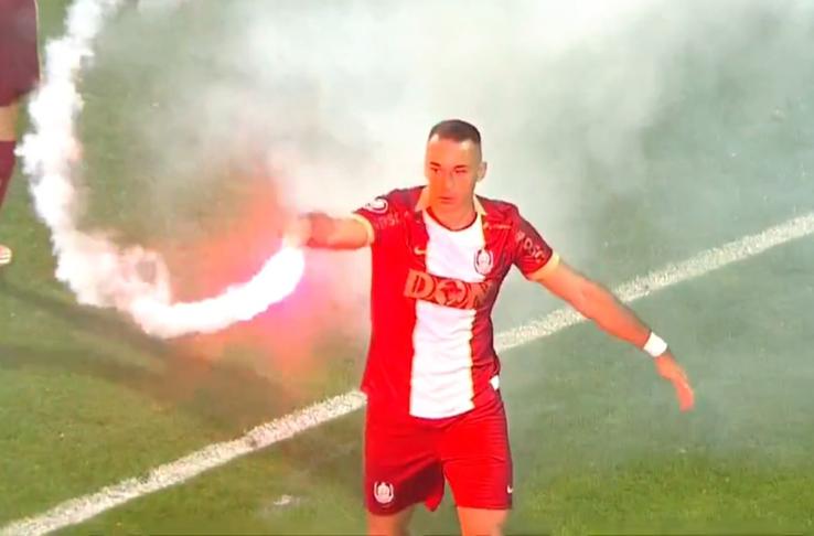 Stefan Drazic a sărbătorit cu o torță după ce a deschis scorul în CFR Cluj - U Cluj