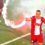 Stefan Drazic a sărbătorit cu o torță după ce a deschis scorul în CFR Cluj - U Cluj