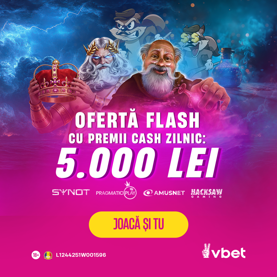 VBET, ofertă Flash cu premii cash: 5.000 de lei zilnic la orice slot
