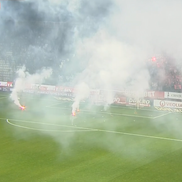 Torțe la CFR Cluj - U Cluj / FOTO: Captură TV @Prima Sport 1