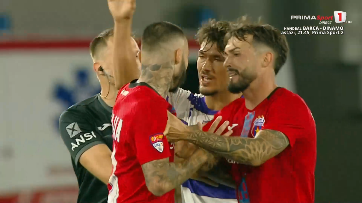 Ceartă între jucători la finalul meciului dintre Poli Timișoara și Steaua