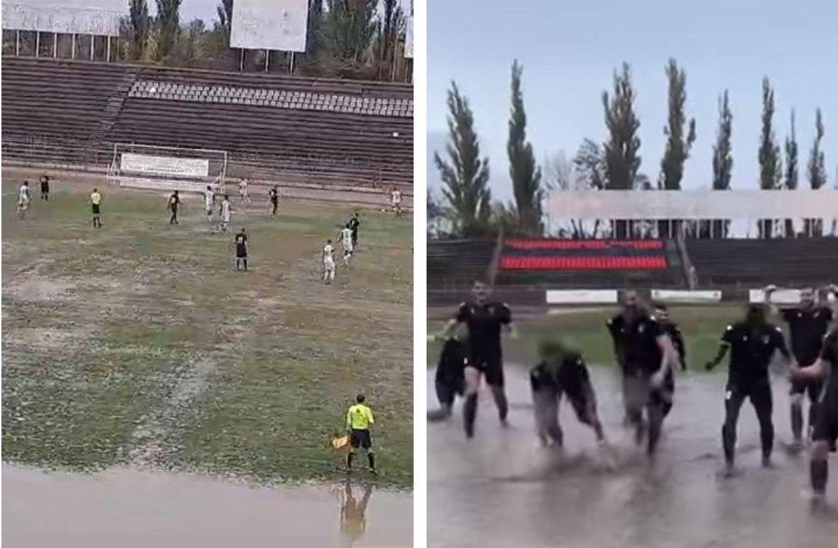 Stadion din Brăila, inundat la meciul cu Râmnicu Sărat