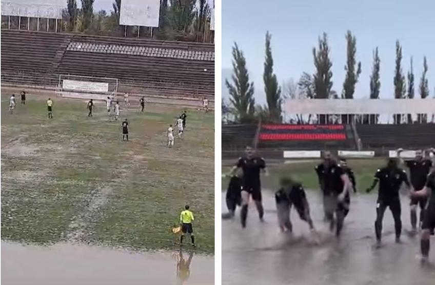 Meciul disputat în week-end între Dacia Unirea Brăila și CSM Râmnicu Sărat, scor 1-4, în runda cu numărul 11 a Seriei 2 din al treilea eșalon, s-a disputat în condiții imposibile.