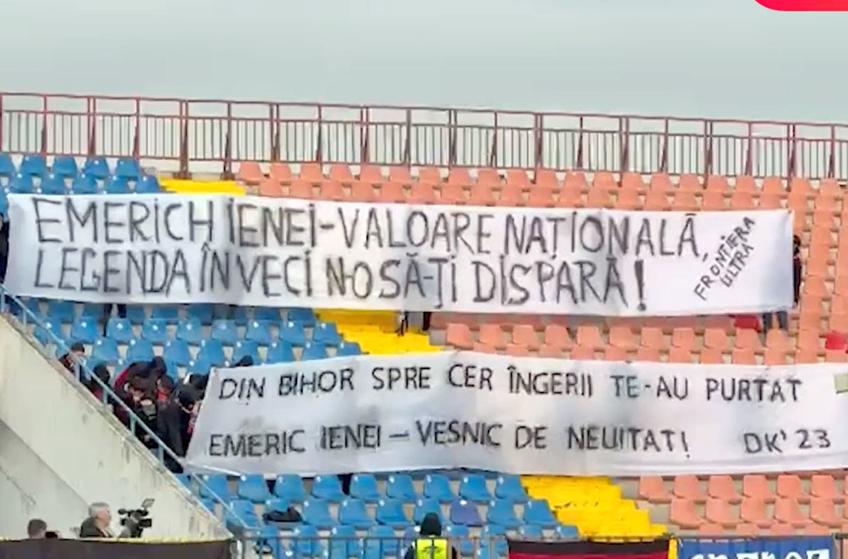 Emeric Ienei, omagiat pe stadionul din Oradea, la meciul dintre Bihor și Tunari