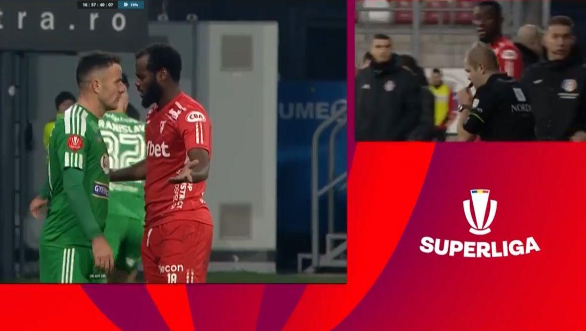 Aly Abeid, moment reprobabil în meciul cu UTA / FOTO: Captură @Prima Sport