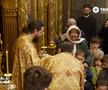 Gigi Becali la Sfânta Liturghie. FOTO: Captură Trinitas TV