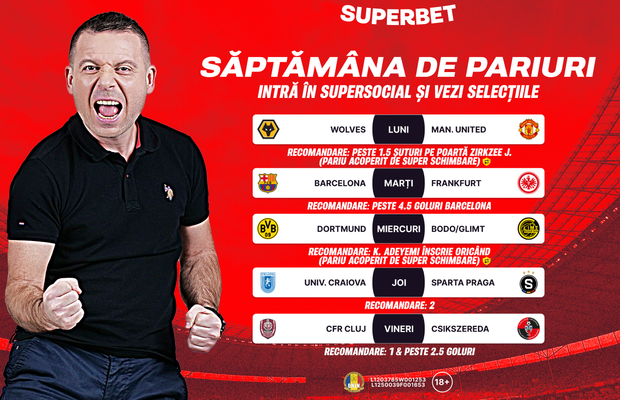 Săptămâna de pariuri începe cu recomandările din SuperSocial