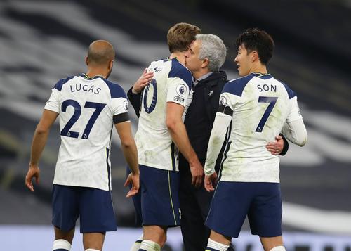 Lucas, Harry Kane, Jose Mourinho și Heung-Min Son FOTO Imago