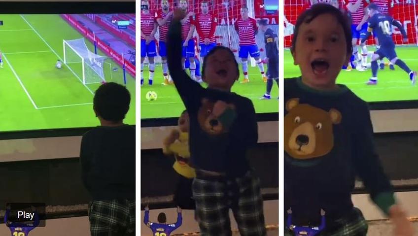 Mateo Messi a sărbătorit cele două goluri spectaculoase în Granada - Barcelona, scor 0-4, de tatăl său