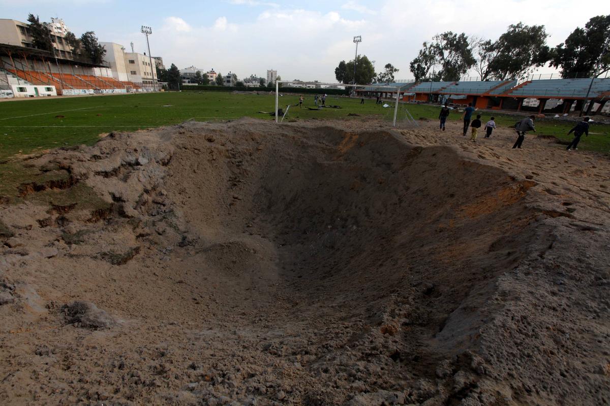Stadionul „Yarmouk” din Fâșia Gaza, transformat într-un centru de refugiați