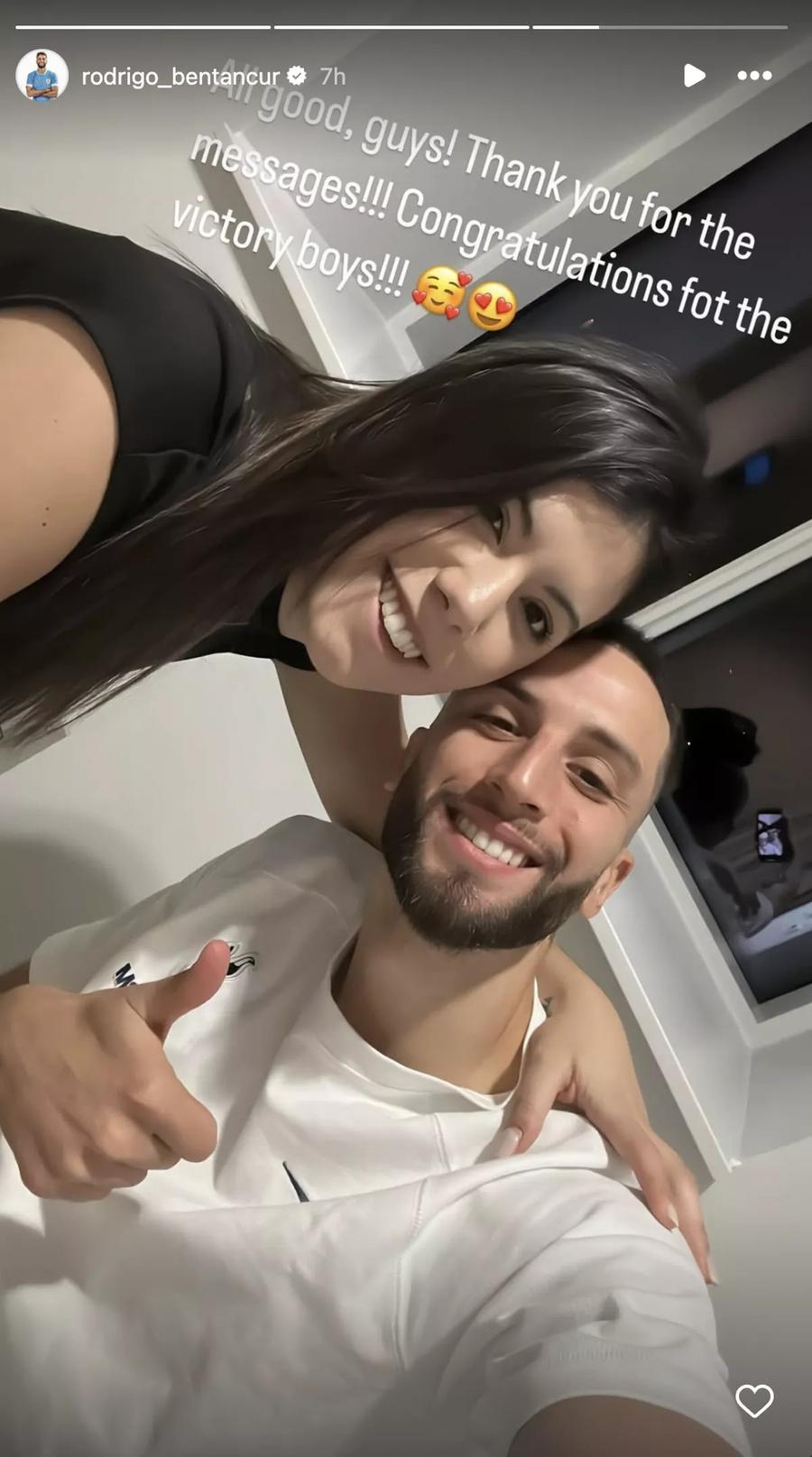 Rodrigo Bentancur, alături de soția lui, la spital / Foto: Instagram Coechipierul lui Radu Drăgușin, de pe patul de spital: „Felicitări pentru victorie!”