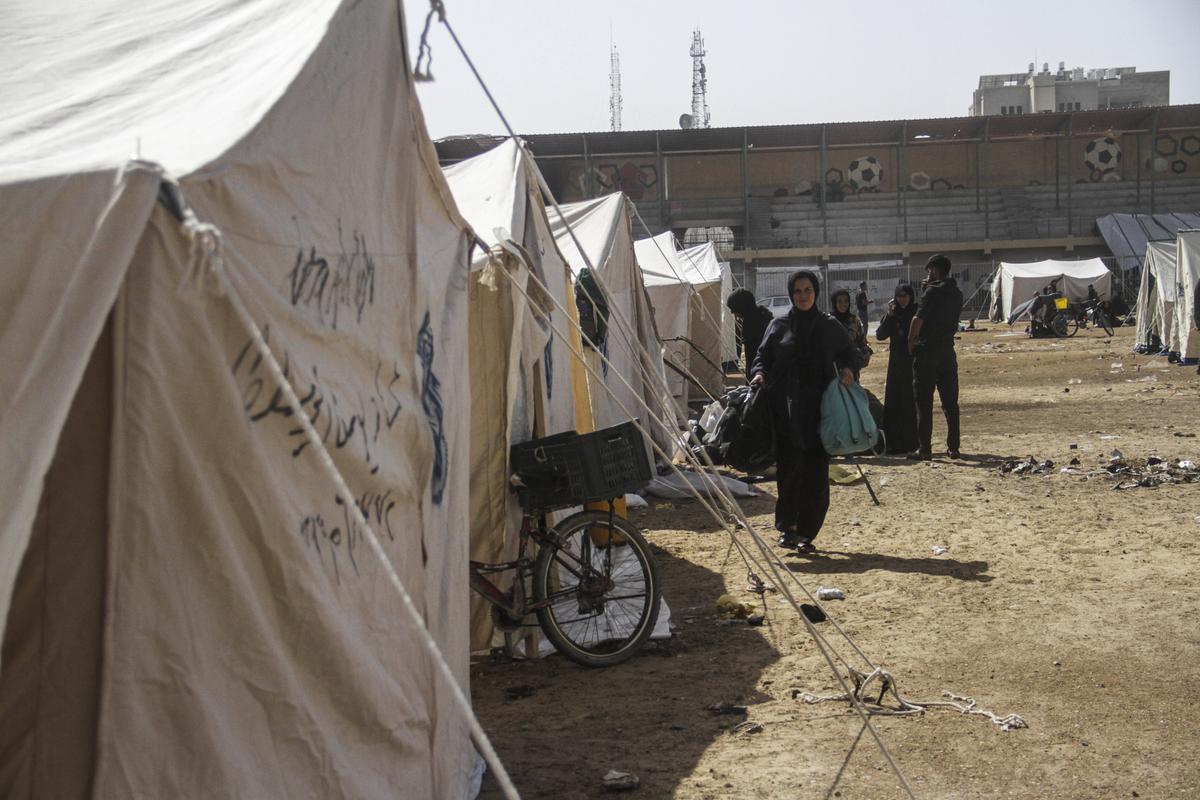 Stadionul „Yarmouk” din Fâșia Gaza, transformat într-un centru de refugiați