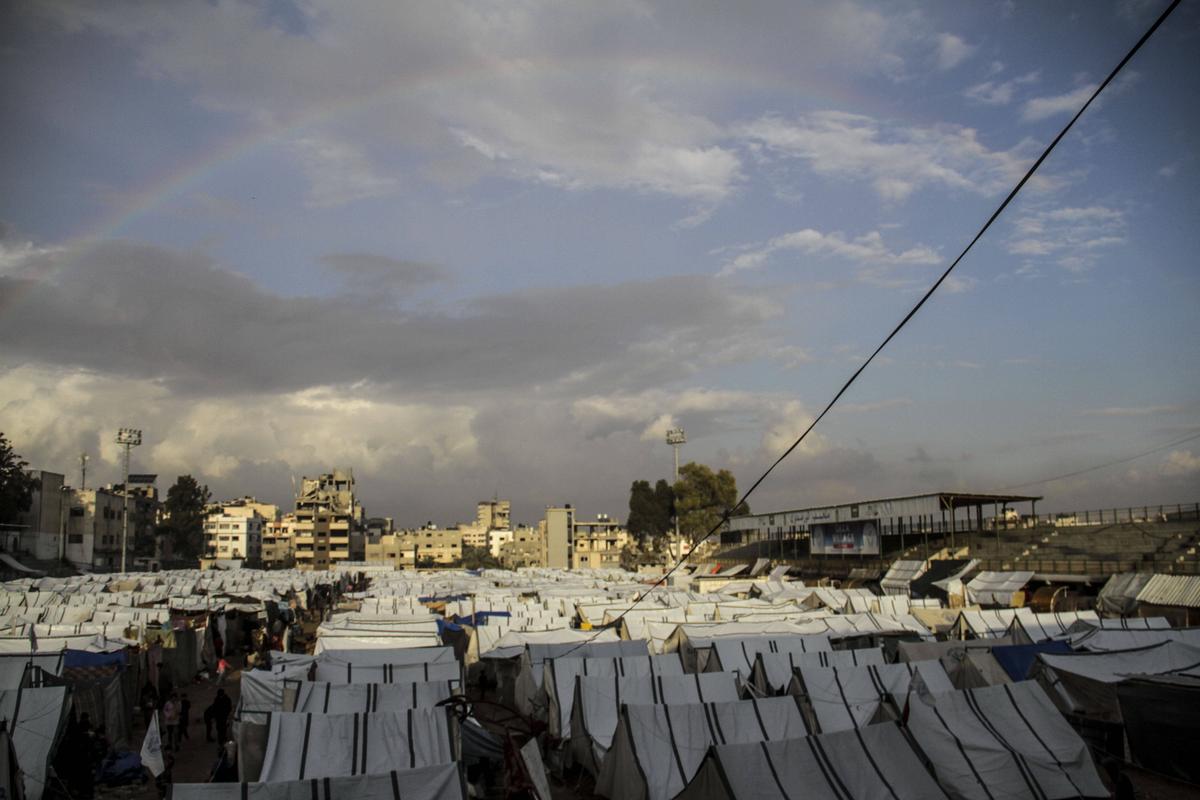 Stadionul „Yarmouk” din Fâșia Gaza, transformat într-un centru de refugiați