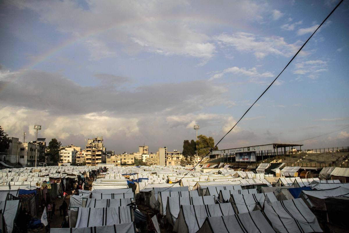 Stadionul „Yarmouk” din Fâșia Gaza, transformat într-un centru de refugiați