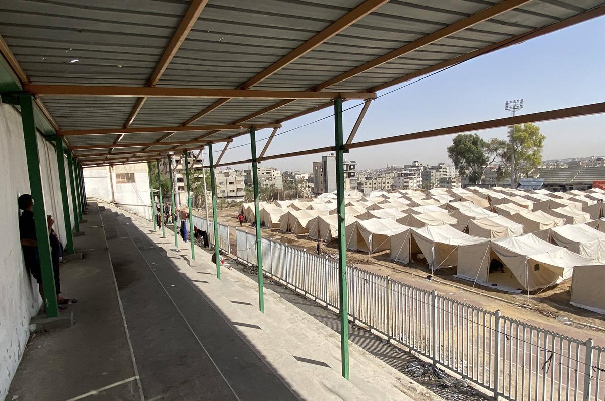 Stadionul „Yarmouk” din Fâșia Gaza, transformat într-un centru de refugiați