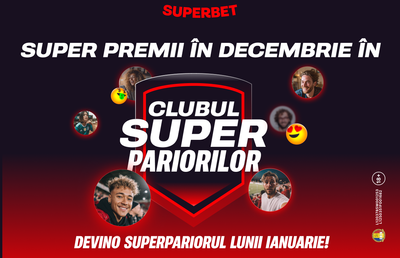 Premii de 452.000 de lei în decembrie în Clubul SuperPariorilor by Superbet!
