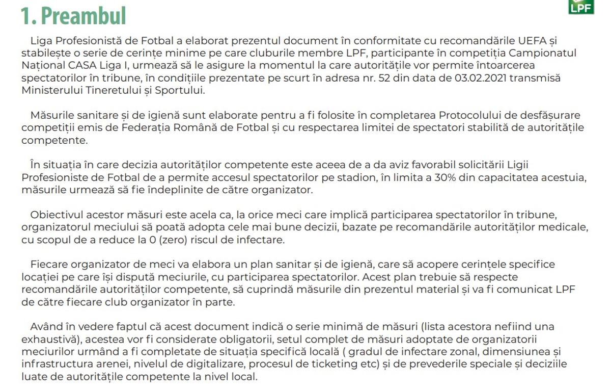 LPF vrea revenirea fanilor pe stadioane! Planul pus la cale de Ligă: ce trebuie să facă echipele și fanii